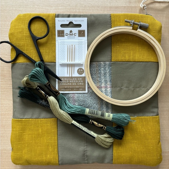 Large Retro Sunny Yellow Patchwork Crafting Essentials Bag Handmade in Toronto - Picture 1 of 4